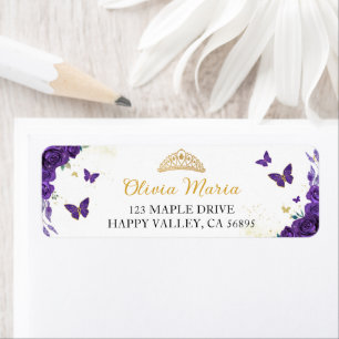 Quinceañera Purple Floral Butterflies Address