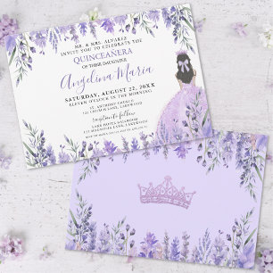 Quinceañera Purple Floral Princess Invitation