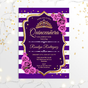 Quinceanera - Purple Gold Invitation