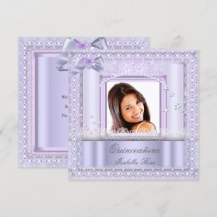 Quinceanera Purple Lace Party Photo Lilac Invitation