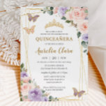 Quinceañera Purple Lilac Blush Floral Butterflies Invitation<br><div class="desc">Personalise this lovely quinceañera invitation with own wording easily and quickly,  simply press the customise it button to further re-arrange and format the style and placement of the text.  Matching items available in store!  (c) The Happy Cat Studio</div>