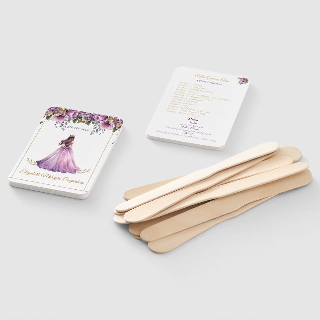 Quinceañera Purple Lilac Fan with Event Schedule (Non-assembled)