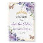 Quinceañera Purple Lilac Floral Gold Butterflies