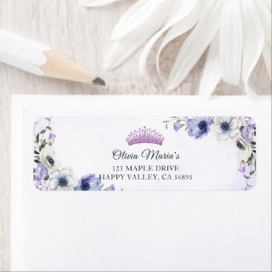 Quinceañera Purple Lilac Floral Tiara Butterflies