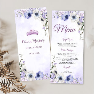 Quinceañera Purple Lilac Floral Tiara Butterflies  Menu