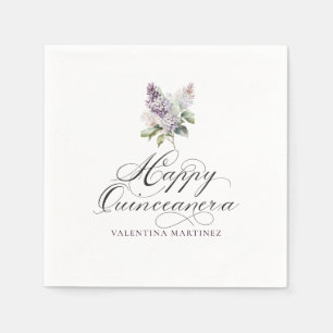 Quinceanera Purple Lilac Spring Flower Cocktail Napkin