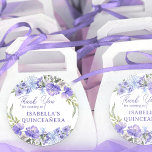 Quinceanera Purple Peri Floral Thank You Classic Round Sticker<br><div class="desc">Quinceanera thank you stickers for favour labels, thank you card envelopes etc. Perfect for your purple quinceanera, although these are template stickers if you wish to customise for a different occasion. Girly floral design with flowers in shades of purple lilac lavender blue and elegant handwritten script. Please browse my Purple...</div>