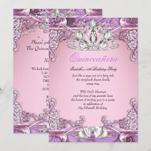 Quinceanera Purple Pink 15th Birthday Party Invitation
