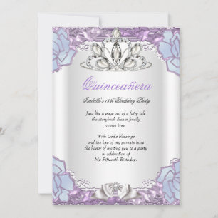 Quinceanera Purple Pink Blue White 15th Birthday Invitation