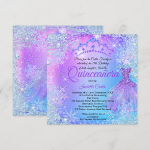 Quinceanera Purple Pink Blue Winter WonderLand Invitation