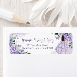 Quinceañera Purple Roses Floral Return Address