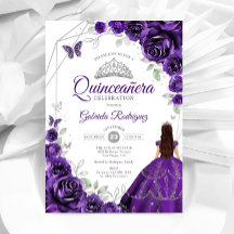 Quinceanera Purple Silver Dress Floral
