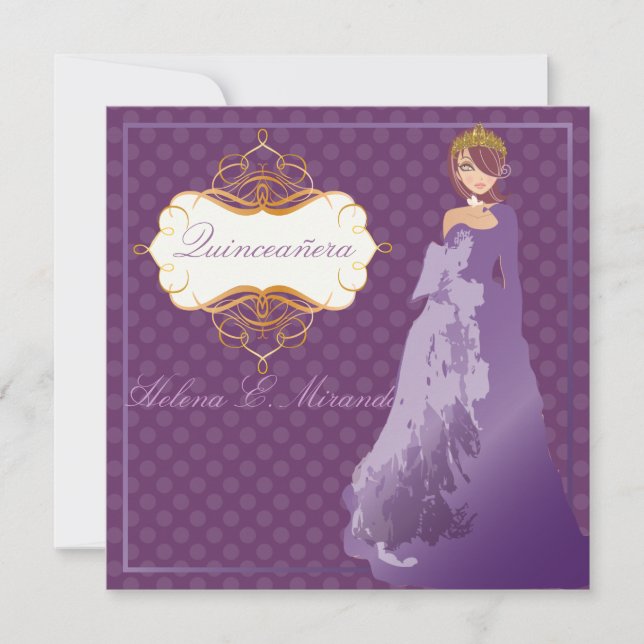 Quinceañera/Quince años princess/polka dots Invitation (Front)