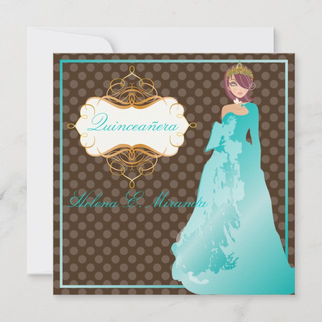 Quinceañera/Quince años princess/polka dots Invitation (Front)