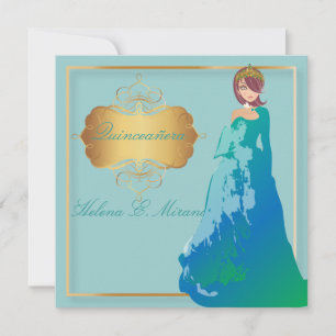 Quinceañera/Quince años princess/teal Invitation