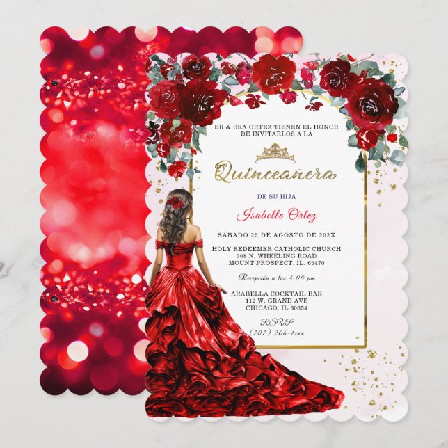 Quinceanera Quotes  in spanish Invitation (Front/Back)