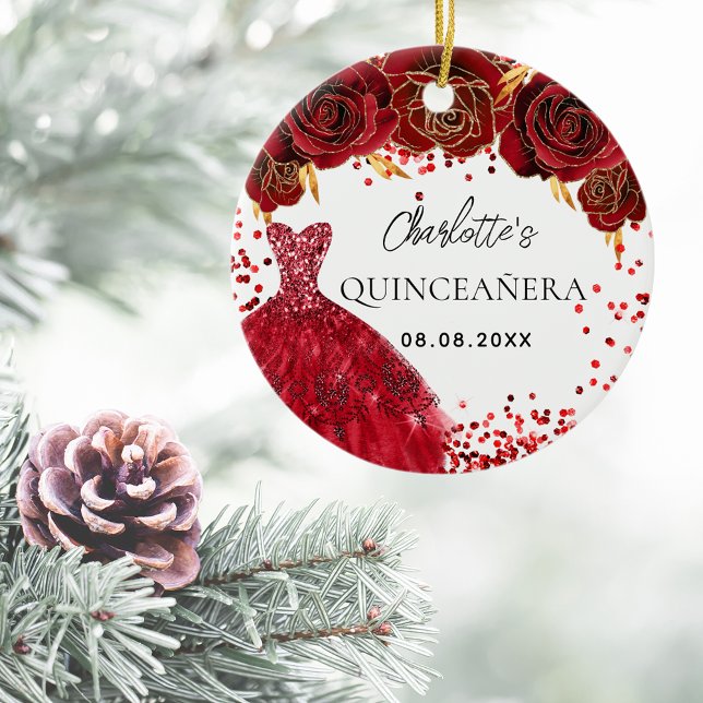 Quinceanera red dress flowers white ceramic tree decoration (Creator Uploaded)