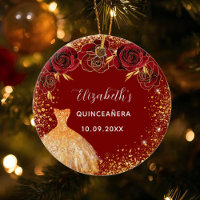 Quinceanera red gold dress name glam