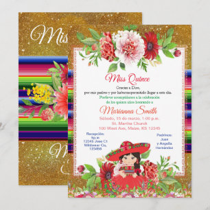 Quinceanera Red Mexican Miss Quince Invite