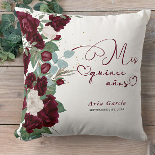 Quinceanera Red Rose Personalised Mis Quince Anos Cushion