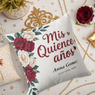 Quinceanera Red Rose Personalised Mis Quince Anos  Cushion