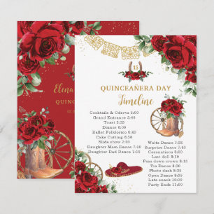 Quinceañera Red Roses Floral Charro Boots Timeline