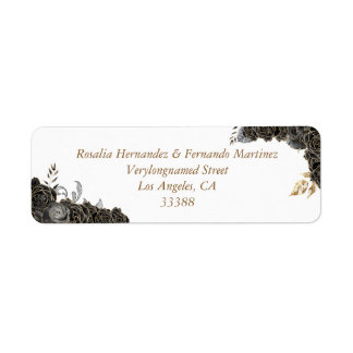 Quinceañera Return Address Label Black and Gold