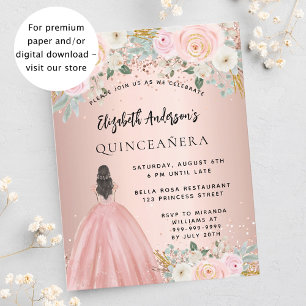 Quinceanera rose flowers dress budget invitation