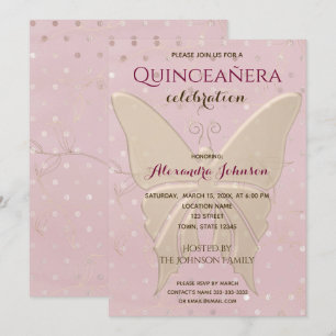 Quinceanera Rose Gold 15th Birthday Invitation