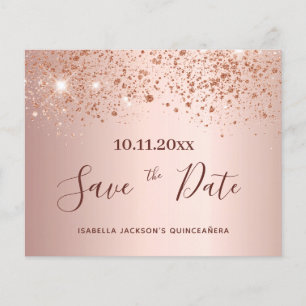 Quinceanera rose gold budget Save the Date Flyer