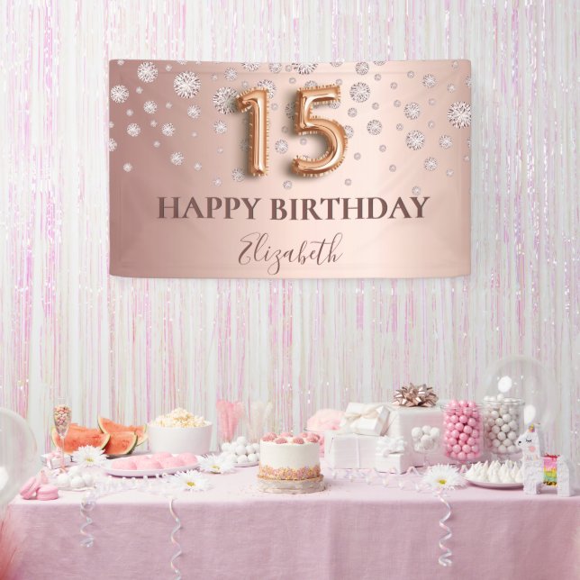 Quinceanera rose gold diamonds banner (Party)