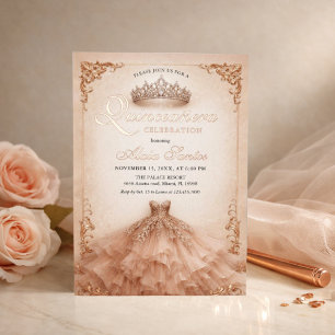 Quinceanera Rose Gold Elegant Champagne Ivory