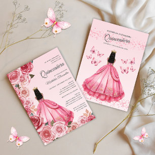 Quinceanera Rose Gold Floral Princess Invitation