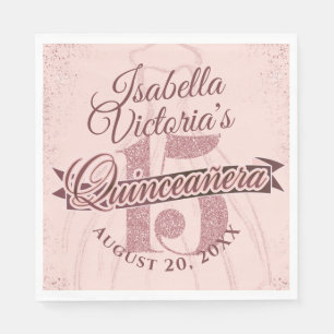 Quinceanera Rose Gold Glitter Sparkle Napkin