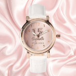 Quinceanera rose gold name watch<br><div class="desc">A Quinceañera gift. A rose gold gradient background colour.   Add a name,  date</div>