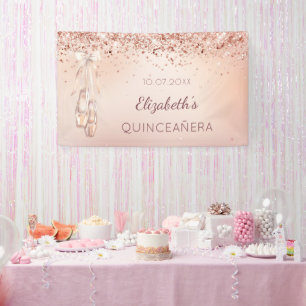 Quinceanera rose gold pink ballerina shoes banner
