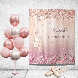 Quinceanera rose gold pink glitter ballerina shoes tapestry