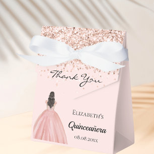 Quinceanera rose gold princess dress favour box