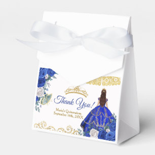 Quinceañera Royal Blue Flowers Party Favor Box