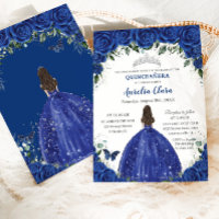 Quinceañera Royal Blue Flowers Princess Birthday