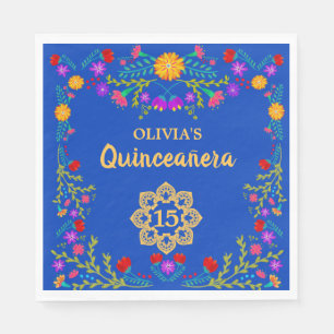 Quinceanera Royal Blue Mexican Fiesta Birthday Napkin