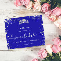 Quinceanera royal blue silver budget save date