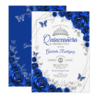 Quinceanera Royal Blue Silver Floral