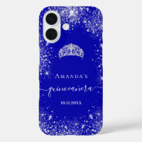 Quinceanera royal blue silver glitter tiara name