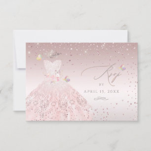 Quinceanera RSVP Dreamy Blush Pink Gown  Invitation
