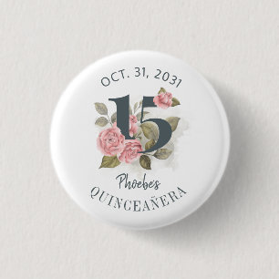 Quinceanera Rustic Floral 15th Birthday 3 Cm Round Badge