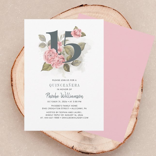Quinceanera Rustic Floral 15th Birthday Invitation (Quinceanera Rustic Floral 15th Birthday Invitation)