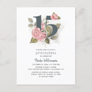 Quinceanera Rustic Floral 15th Birthday Invitation Postcard