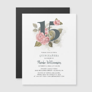 Quinceanera Rustic Floral 15th Birthday Magnetic Invitation