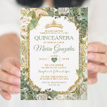 Quinceañera Sage Green & Gold Crown Butterfly Invitation<br><div class="desc">Quinceañera Sage Green & Gold Crown Mexican Butterfly Invitation
Mis Quince 15 Anos,  16th Birthday, </div>